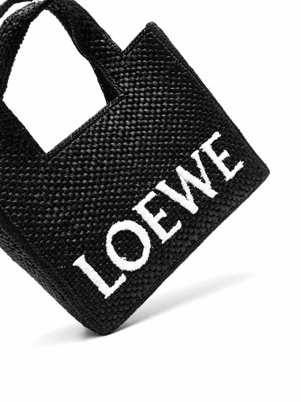 Small LOEWE Font Tote in raffia Black - LOEWE