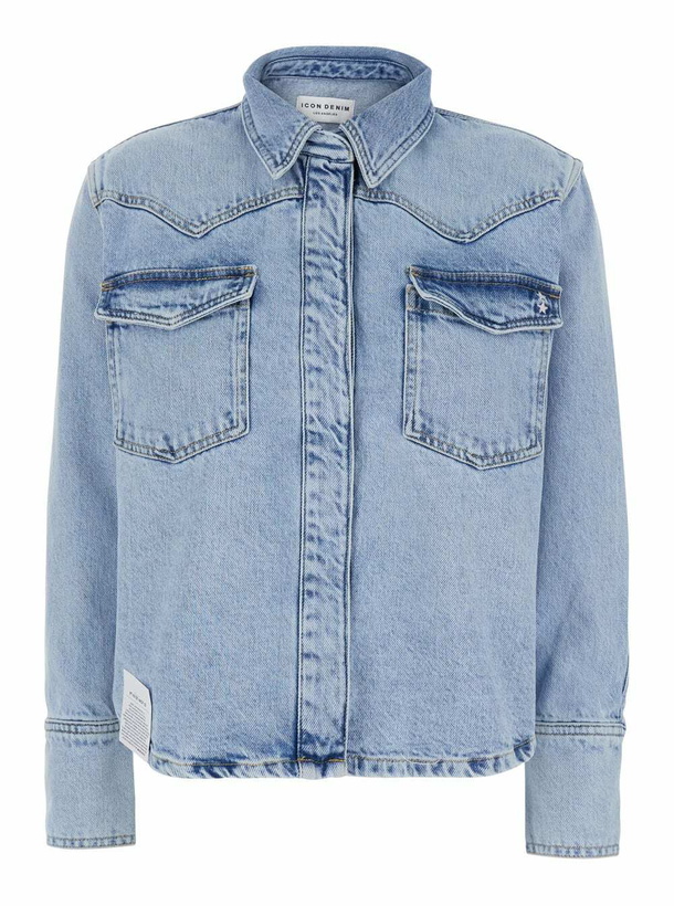 Photo: Icon Denim norah Light-blue Shirt With Classic Collar And Front Concealed Closure In Denim Blue Woman