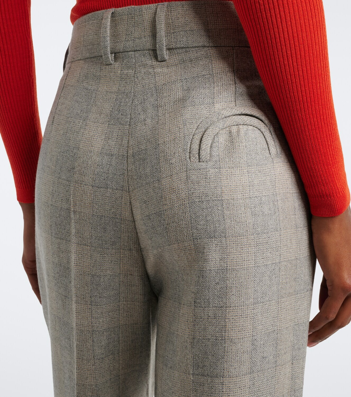 Blazé Milano Fox checked wool, silk, and cashmere straight pants