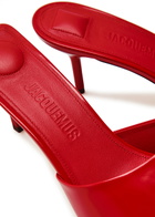 Jacquemus Les Mules Cubisto 70 Glossed Leather Mules Red