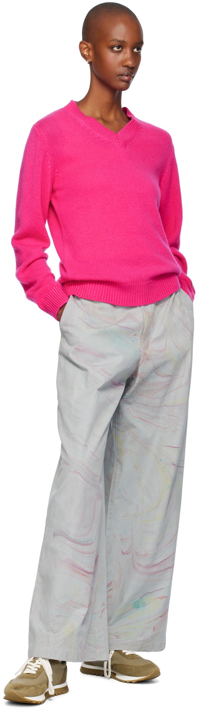 The Elder Statesman Pink Monterey V-Neck Sweater