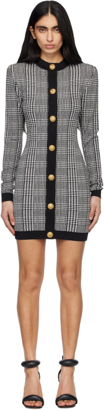 Photo: BALMAIN Black & White Long Sleeve Prince Of Wales Minidress