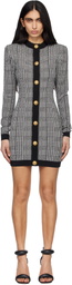 BALMAIN Black & White Long Sleeve Prince Of Wales Minidress