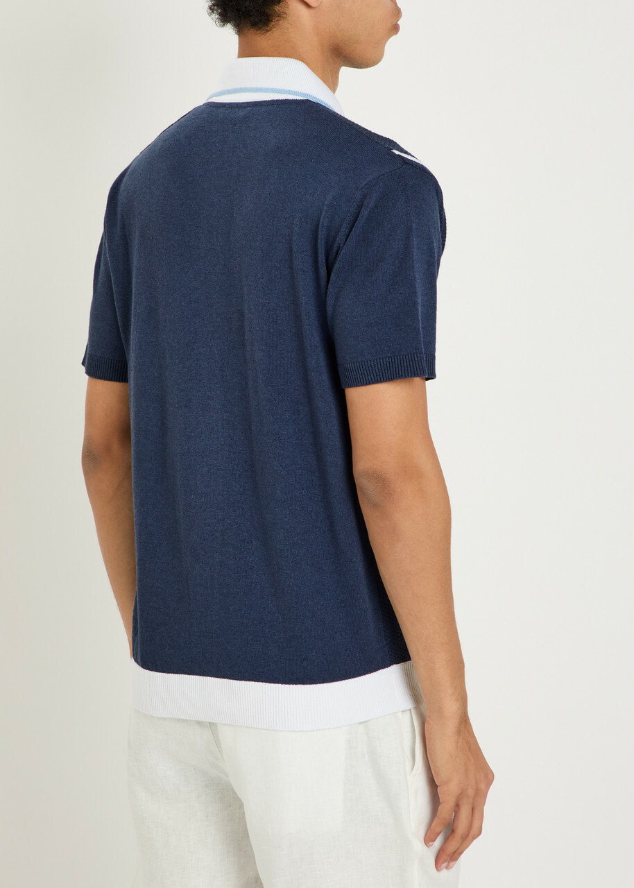 Sandbanks Knit Striped Cotton-blend Shirt Navy