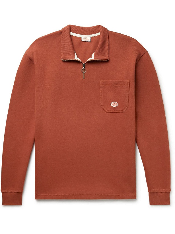 Photo: Armor Lux - Logo-Appliquéd Cotton-Jersey Half-Zip Sweatshirt - Red
