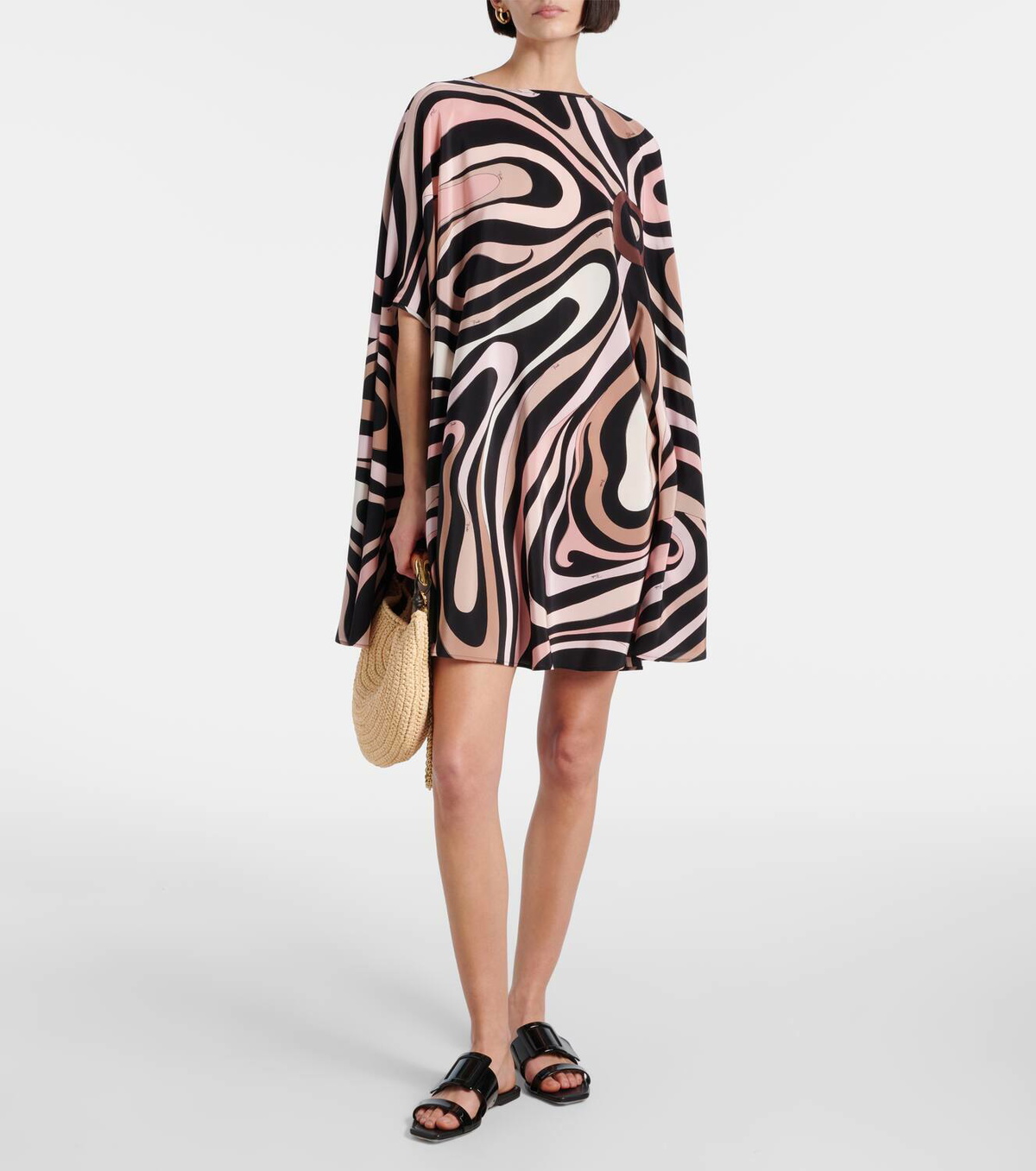 Pucci Marmo caped crêpe de chine minidress