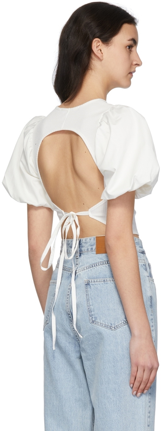 Rokh White Puff Sleeve T-Shirt