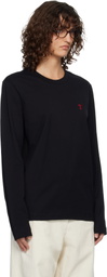 AMI Paris Black Ami de Coeur Long Sleeves T-shirt