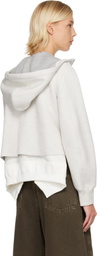 sacai Gray & White Sponge Sweat & Nylon Twill Hoodie
