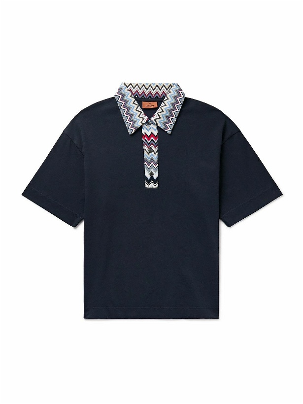 Photo: Missoni - Striped Cotton-Jersey Polo Shirt - Blue