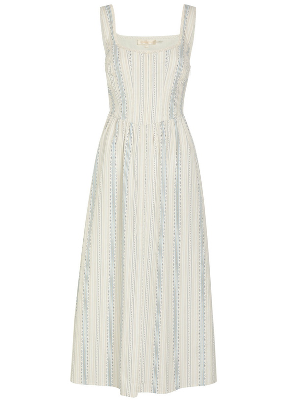 Photo: Loveshackfancy Majory Floral Cotton Midi Dress Light Blue