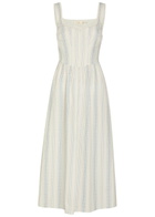 Loveshackfancy Majory Floral Cotton Midi Dress Light Blue