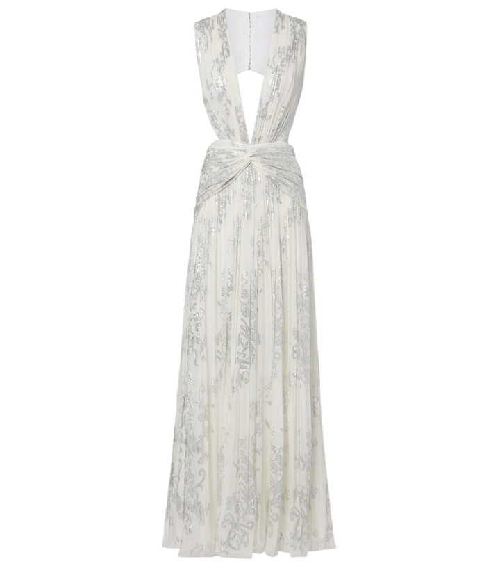 Photo: Costarellos Amalia floral silk georgette gown