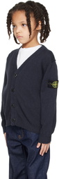 Stone Island Junior Kids Navy Cotton-Nylon Cardigan