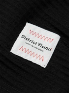DISTRICT VISION - Logo-Detailed Powermesh-Trimmed Merino Grid Fleece Half-Zip Hoodie - Black