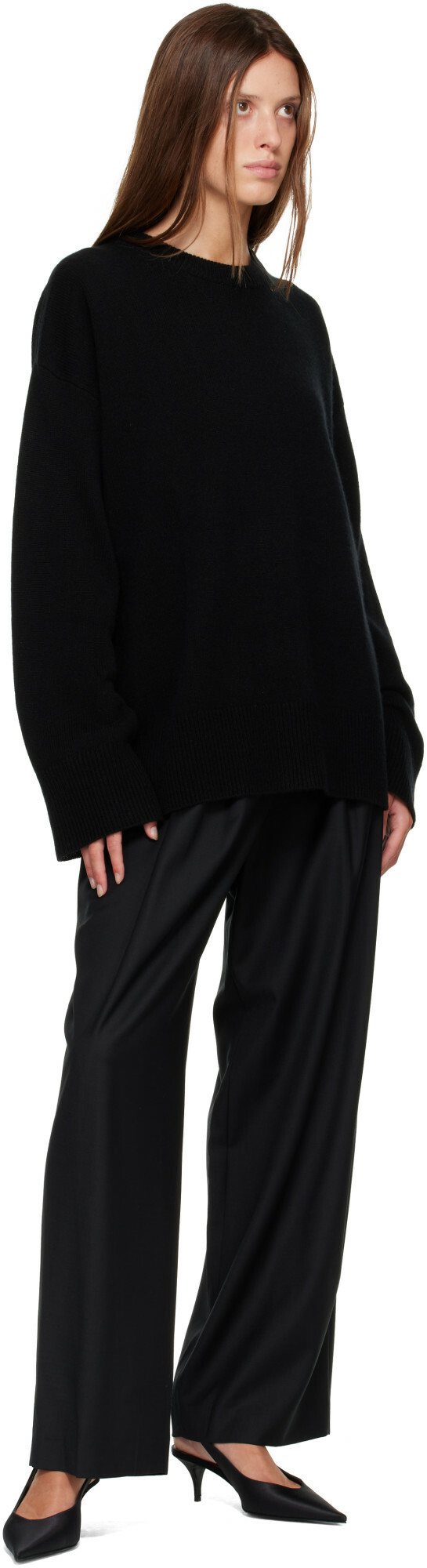 R2W Black Rasmo Wool Cash Round Sweater