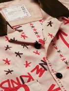 Sacai - Eric Haze Velvet-Trimmed Printed Poplin Shirt - Pink