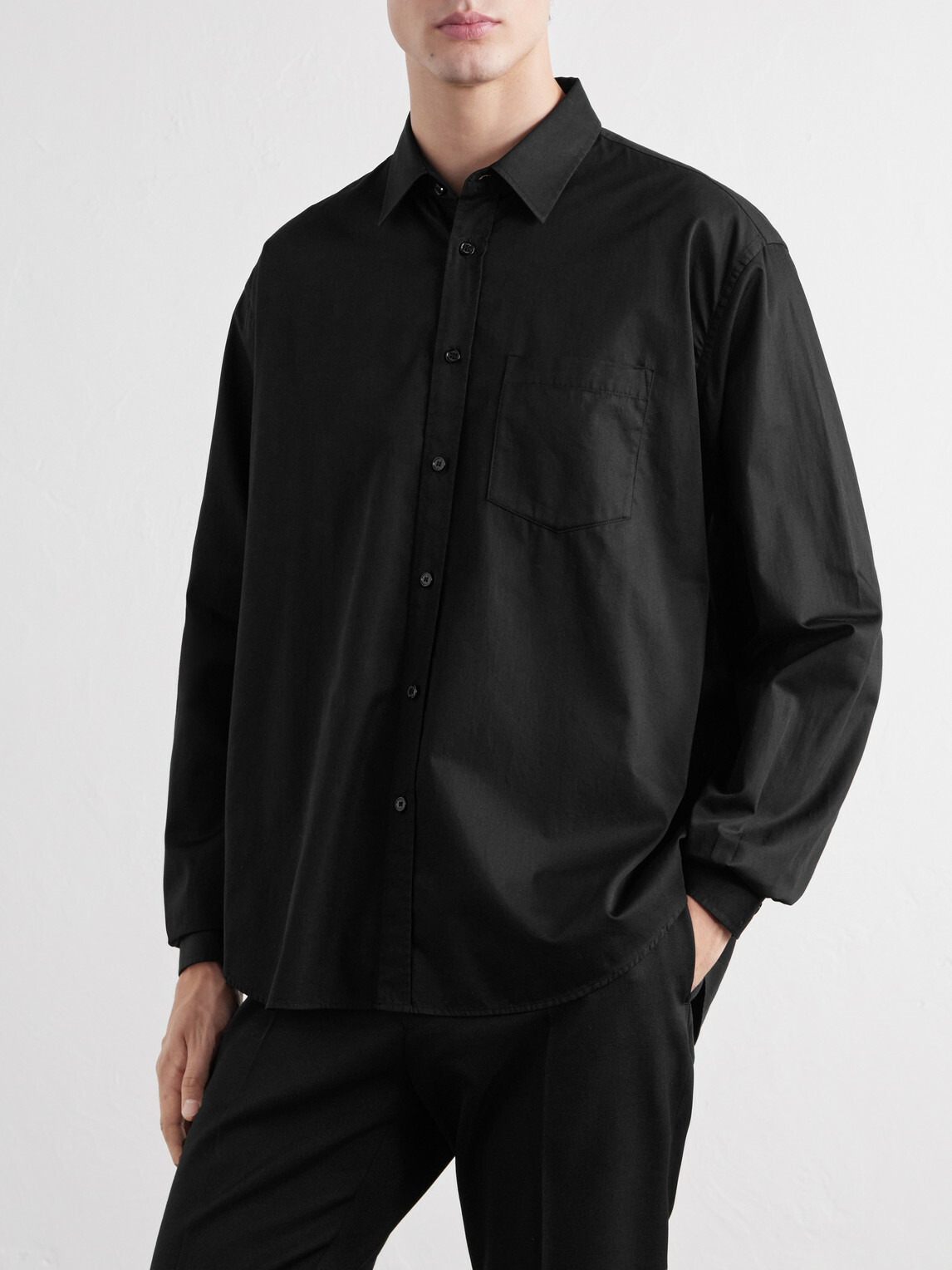 TOTEME - Cotton-Poplin Shirt - Black