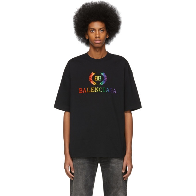 Uganda gå at klemme Balenciaga Black Rainbow BB Regular Fit T-Shirt Balenciaga