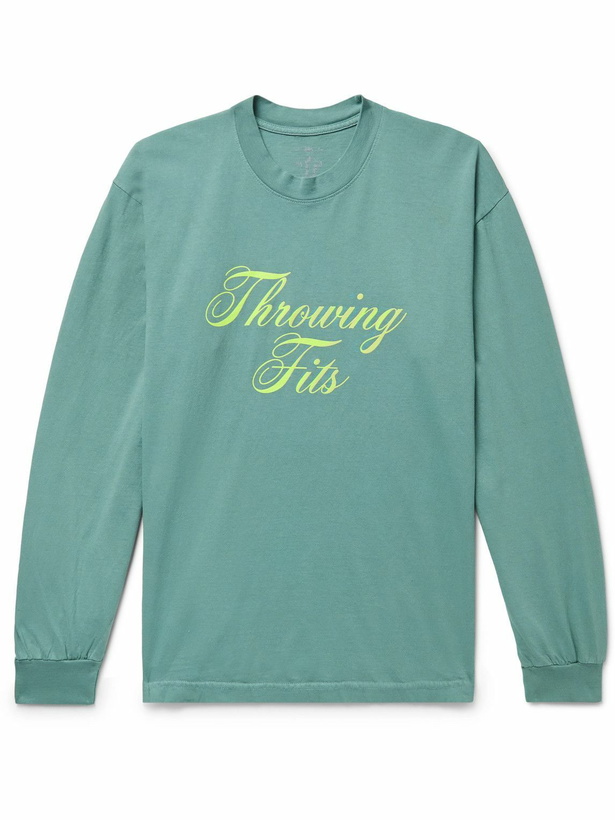 Photo: Throwing Fits - Logo-Print Jersey T-Shirt - Blue