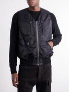 Rick Owens - Two-Piece Buckled Rib-Trimmed Satin Bomber Jacket - Black