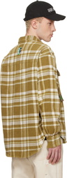 AAPE by A Bathing Ape Khaki Moonface Check Long Sleeve Shirt