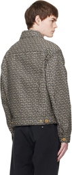 BALMAIN Gray & Black Monogram Jacquard Jacket