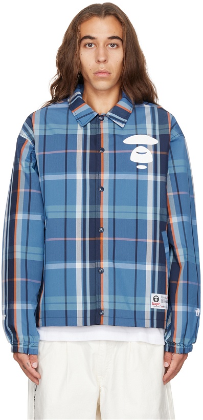 Photo: AAPE by A Bathing Ape Blue Check Reversible Jacket