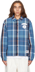 AAPE by A Bathing Ape Blue Check Reversible Jacket