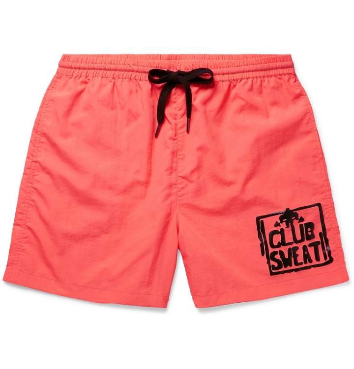 Photo: Y,IWO - Club Sweat Printed Nylon Shorts - Orange