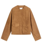 ST. Agni Women's Suede Utility Cocoon Bomber Jacket in Toffee