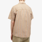 Dickies Men's Poplin Short Sleeve Service Shirt in Tan/White Service Stripe