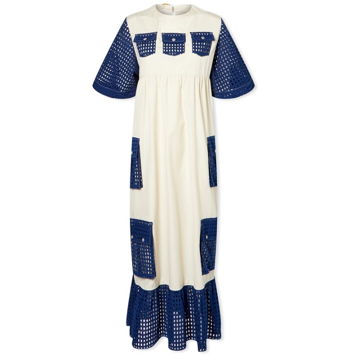 Photo: W'menswear Women's Summer Fortune Pocket Dress in Off-White/Indigo