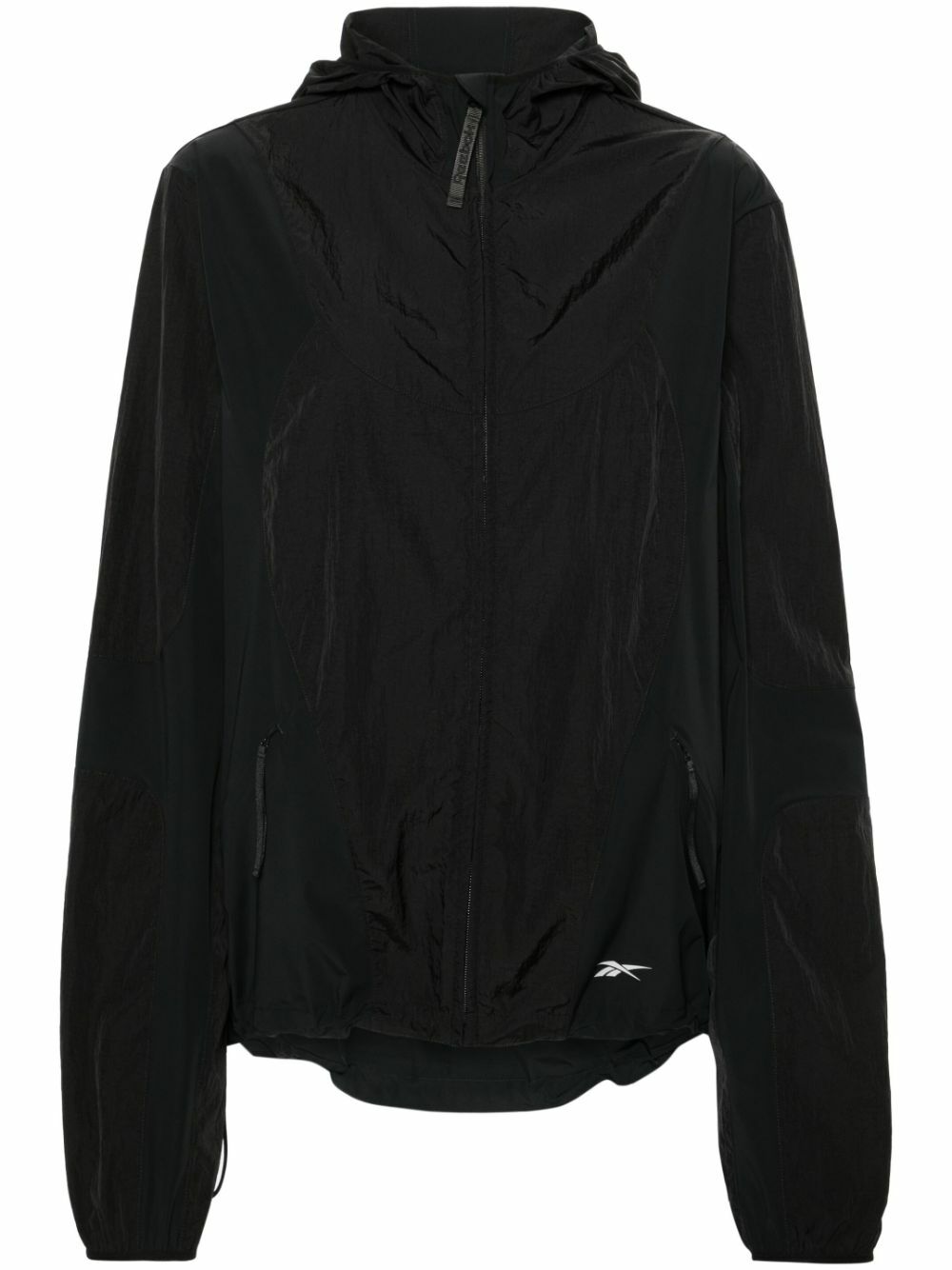 Reebok LTD Black Logo-Print Hooded Track Jackets