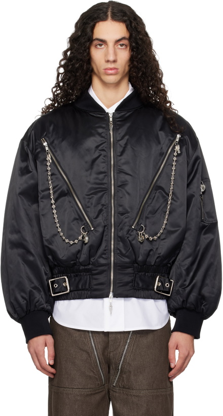 Photo: Chopova Lowena SSENSE Exclusive Black Helter Bomber Jacket
