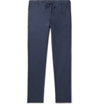 Hartford - Slim-Fit Tapered Pleated Cotton Drawstring Trousers - Blue