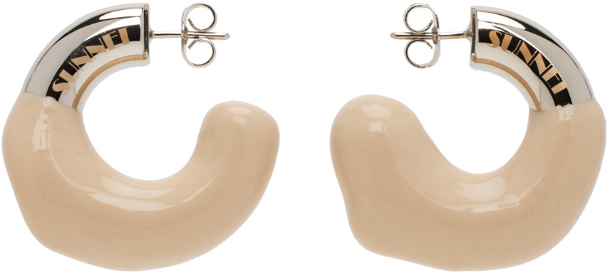 SUNNEI Silver & Beige Rubberized Earrings Sunnei