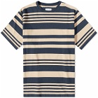 Pop Trading Company Men's Striped Logo T-Shirt in Sesame