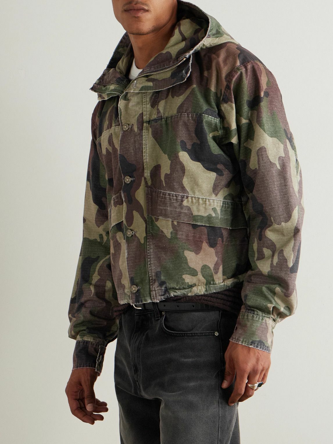 424 - Camouflage-Print Cotton-Ripstop Hooded Jacket - Green