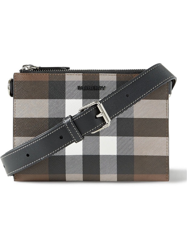 Photo: Burberry - Checked E-Canvas and Leather Messenger Bag