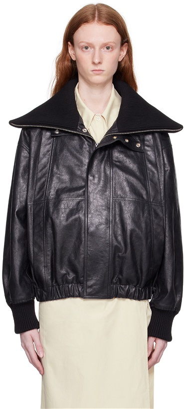 Photo: LEMAIRE Black Crinkled Leather Jacket