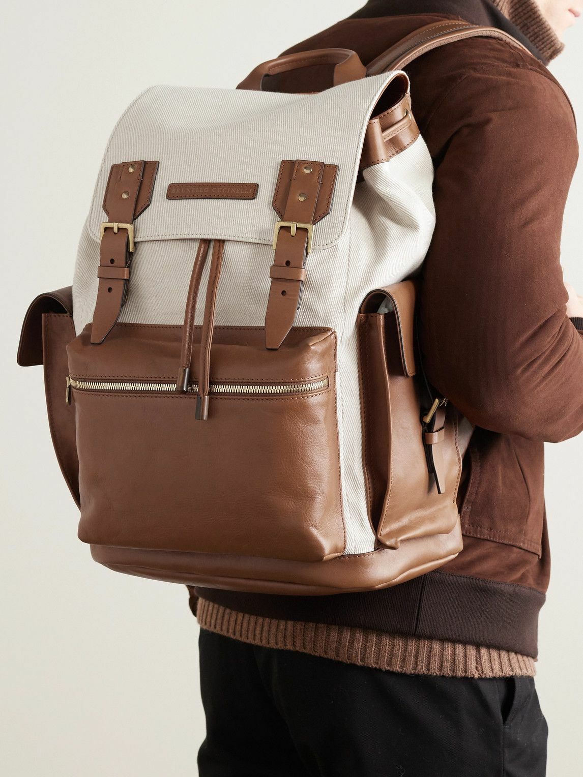 Brunello Cucinelli - Cotton and Linen-Blend Twill and Leather Backpack