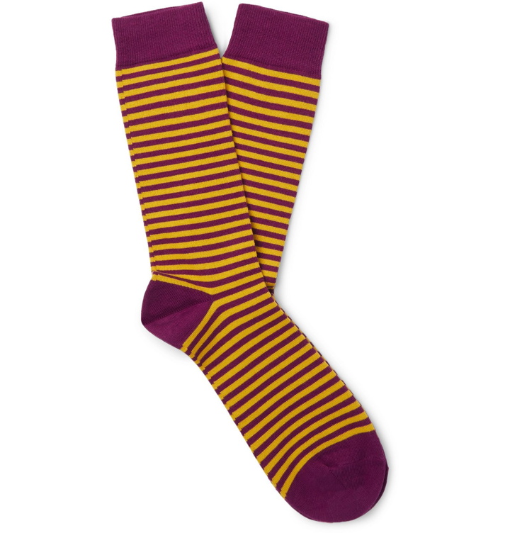 Photo: Sunspel - Striped Cotton-Blend Socks - Purple