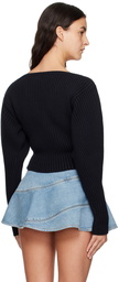 ALAÏA Navy Ribbed Sweater