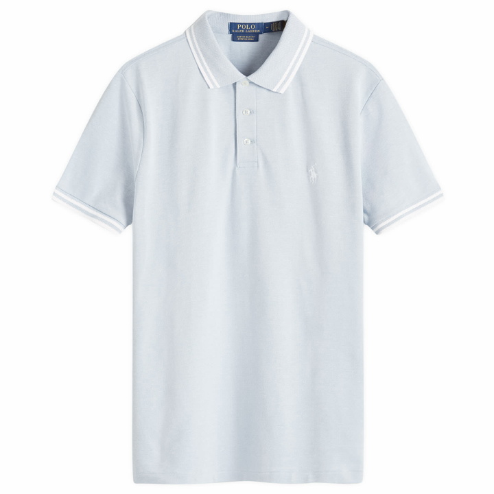 Photo: Polo Ralph Lauren Men's Textured Mesh Polo Shirt in Vessel Blue/White