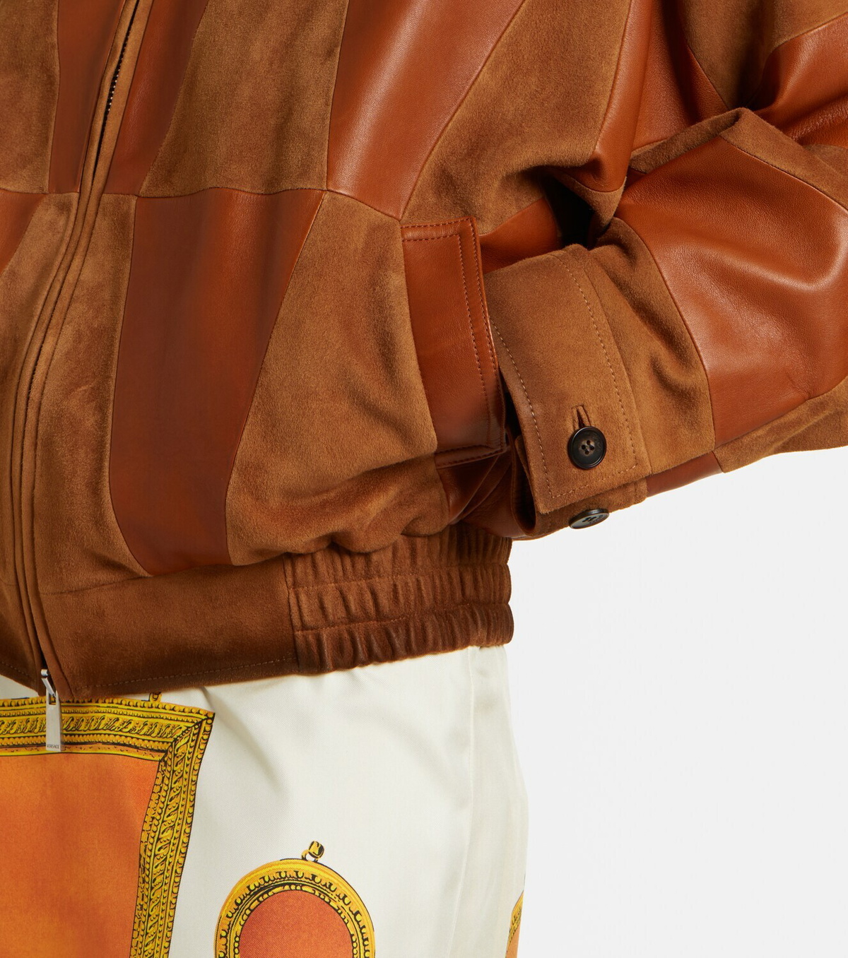 Versace Leather and suede blouson jacket