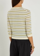 Vince Striped Cotton and Cashmere-blend Cardigan Yellow