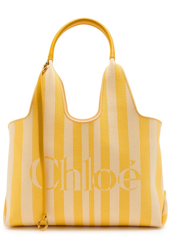 Photo: Chloe Stripy East-west Canvas Tote bag - Yellow - One Size