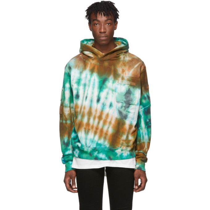 Amiri Blue Tie Dye Commando Patch Hoodie Amiri