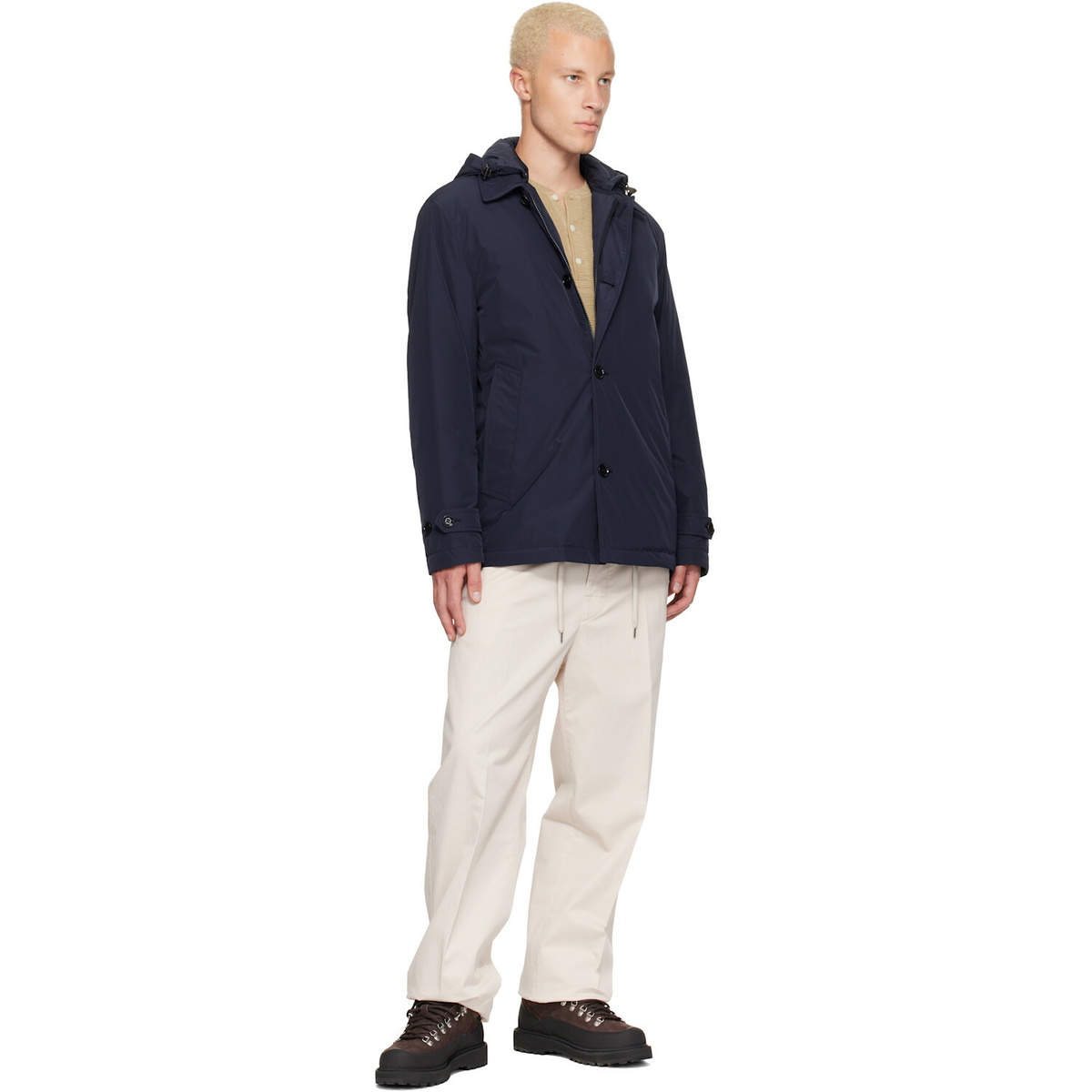 Moncler Navy Evrine Hooded Down Parka Jacket